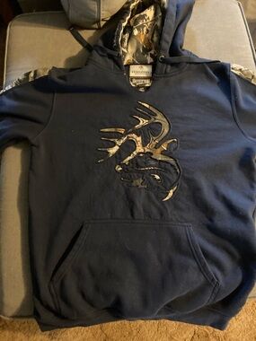 Legendary Whitetails Navy Crewneck Hoodie with Camo Deer Applique